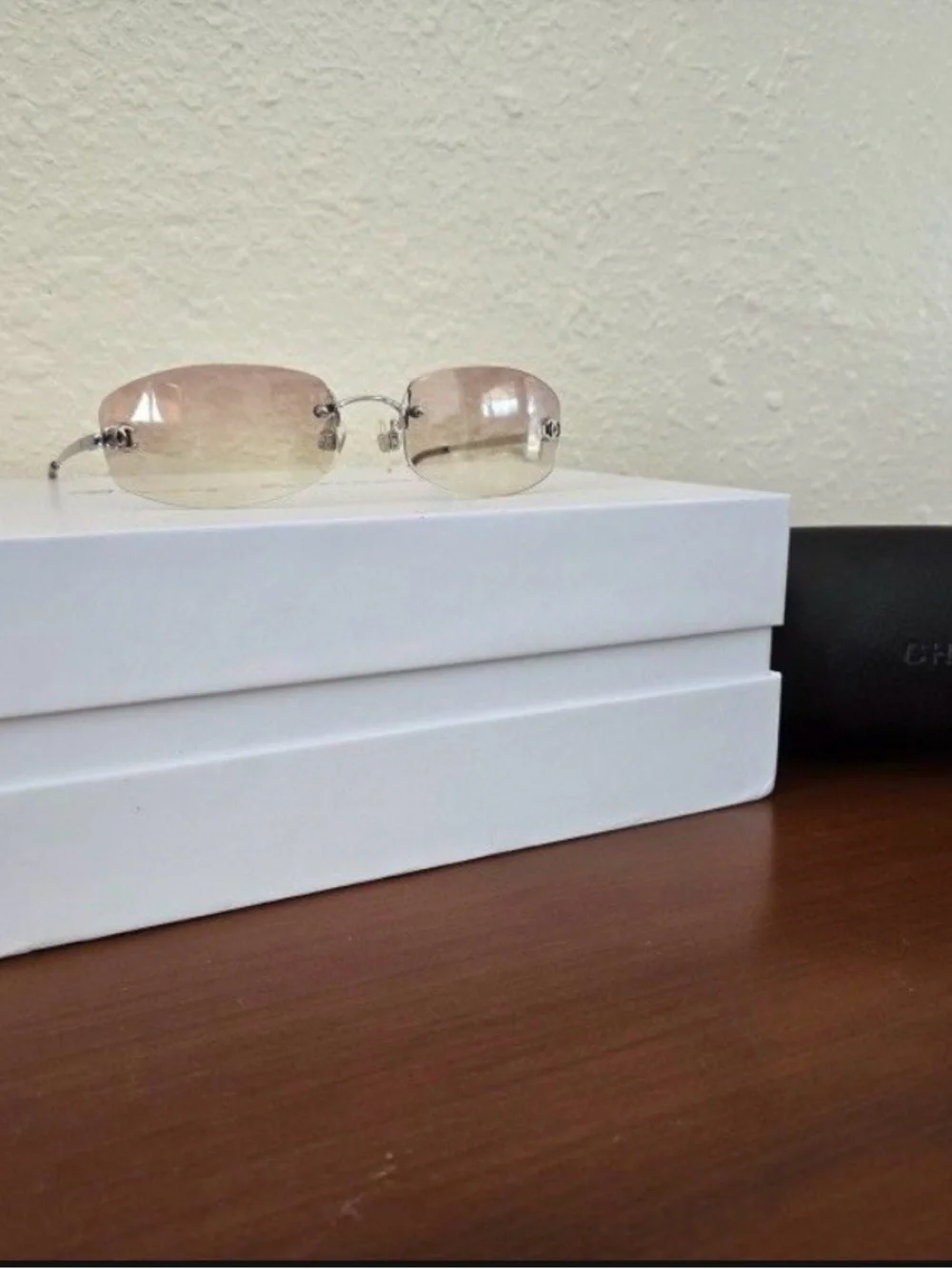 Vintage Chanel 4002 Rimless Pink Gradient Sunglasses Y2K